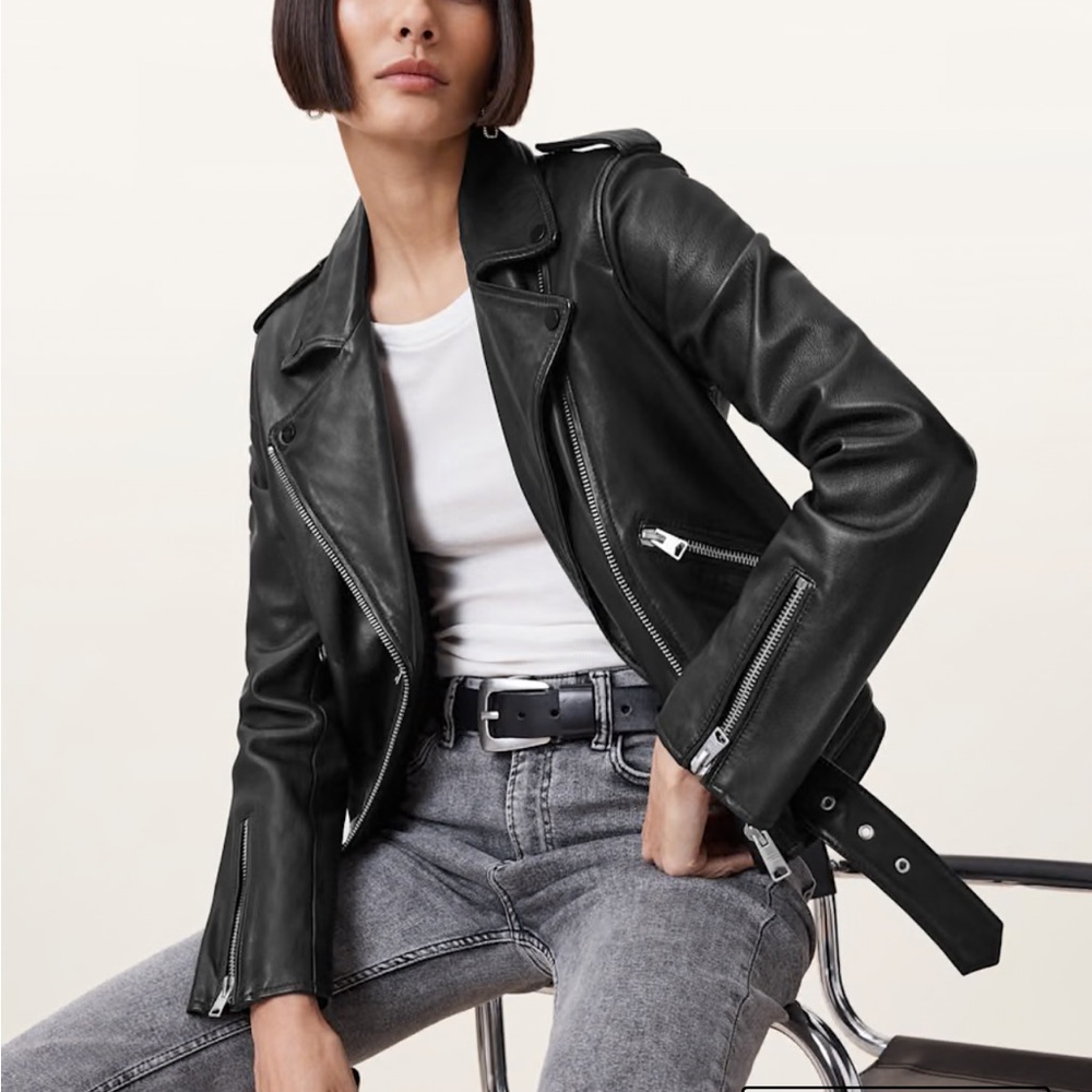 All Saints Black Leather Biker Jacket
